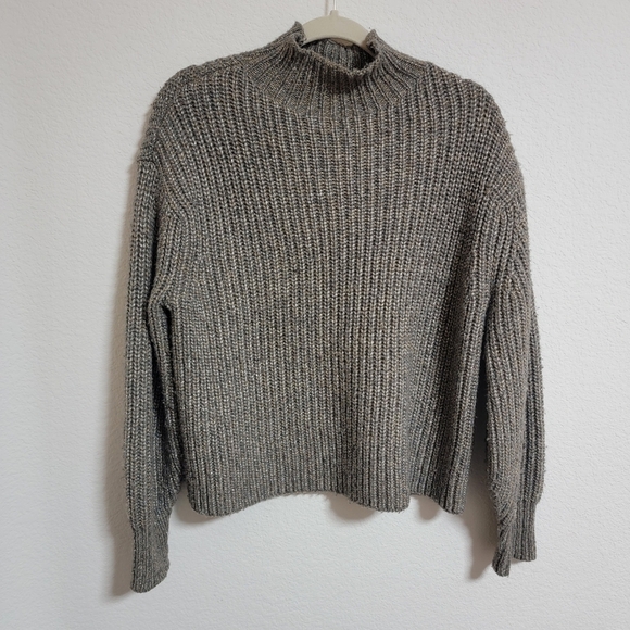 Ann Taylor Brown Metallic Mock Neck Sweater - Picture 1 of 4